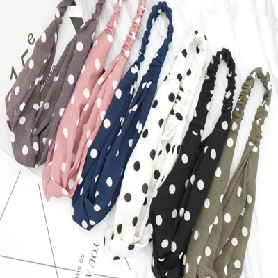 Băng đô vải turban hoạ tiết chấm bi dễ thương
