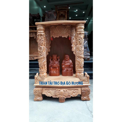 Tượng thần tài thổ địa gỗ hương 30cm hàng nguyên khối