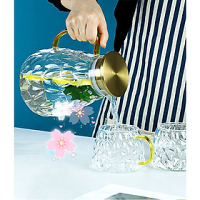 BÌNH ĐỰNG NƯỚC THỦY TINH CHỊU NHIỆT CAO CẤP MÀU VÀNG SANG TRỌNG - VD