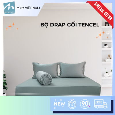 Bộ drap gối MYM chất liệu vải Tencel màu 160CM x 200CM x 30CM