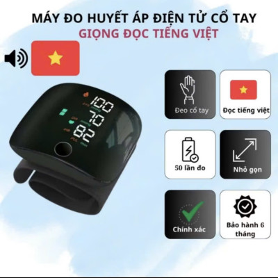 Máy Đô Huyết Áp Cổ Tay Thông Minh - Giọng Nói Tiếng Việt, Công Nghệ Nhật, Màn Hình LED, Sạc Pijn , đồng hồ treo tường