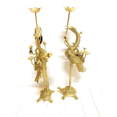 ĐÔI HẠC ĐỒNG CAO 52 CM NẶNG 4 KG CHẤT LIỆU BẰNG ĐỒNG