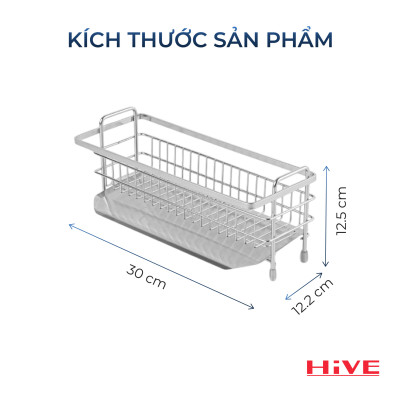 Rổ đựng dụng cụ rửa chén HiVE 304 wide rack_ Kèm Hộp nhựa + Khay inox