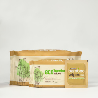Khăn giấy ướt cao cấp EcoWipes vải sợi tre sinh thái Bamboo không mùi có thể phân hủy trong môi trường