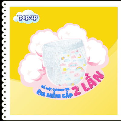 Combo 2 gói Tã/Bỉm Quần Em Bé Pep.up Cottony 3D Gói Trung Siêu Mềm Mại, Siêu Khô Thoáng, Kháng Khuẩn