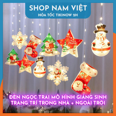 Dây Led Rèm Treo Ngọc Trai Biểu Tượng Giáng Sinh Trang Trí Ngoài Trời