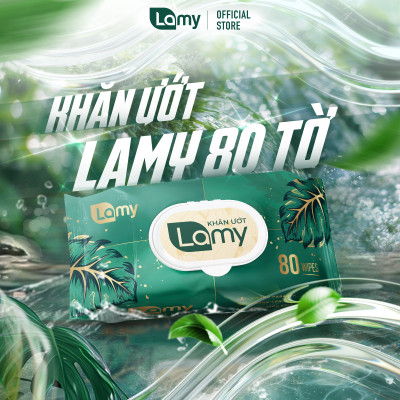 Khăn ướt Lamy gói 80 tờ không mùi không cồn không chất tẩy trắng an toàn cho bé
