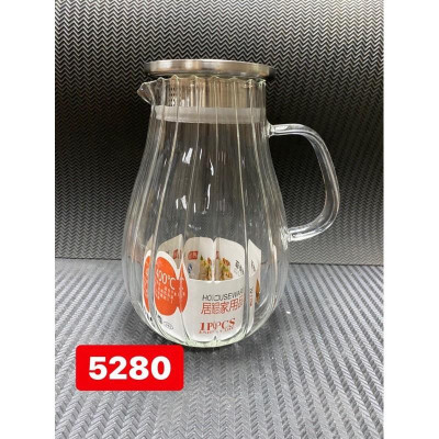 Bình nước thủy tinh chịu nhiệt sọc quai vàng