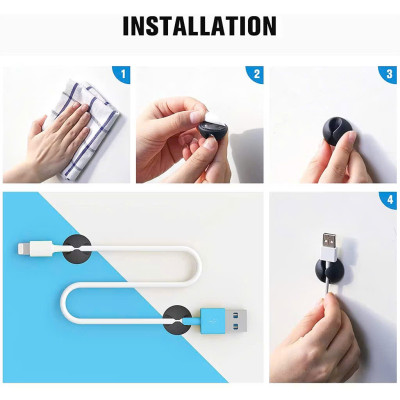 SET 5 Nút Silicon Giữ Dây, Dán Cố Định Dây Cáp Sạc, Dây Điện, Tai Nghe Sắp Xếp Gọn Gàng Cho Bàn Làm Việc. Takyhome 5680