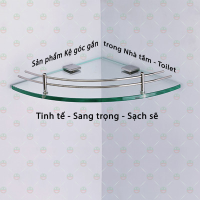 (Bền Đẹp) - Kệ Góc Kính Chữ V KhoNCC Hàng Chính Hãng - Khung Inox 304 Không Gỉ Dùng Trang Trí Phòng Tắm - Nhà Vệ Sinh - KPD-KeGocV2-5105
