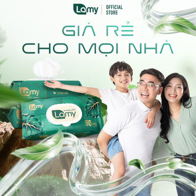 Khăn ướt Lamy gói 80 tờ không mùi không cồn không chất tẩy trắng an toàn cho bé
