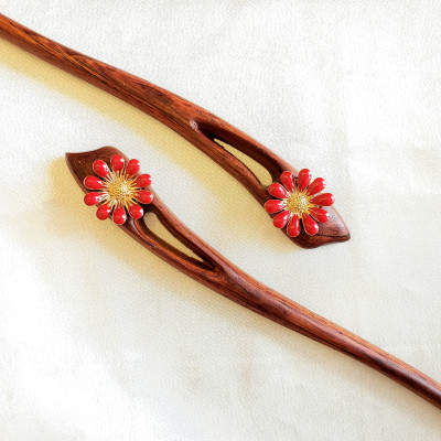 TRÂM CÀI TÓC GỖ ĐÍNH HOA 11