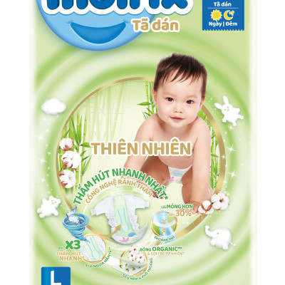 Tã/bỉm dán Molfix Thiên nhiên Super Jumbo L (9kg - 13kg) - Gói 68 miếng