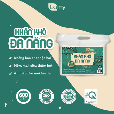 Combo 03 túi khăn vải khô đa năng cao cấp Lamy EcoWipes 600/900GR không mùi không chất huỳnh quang an toàn cho bé