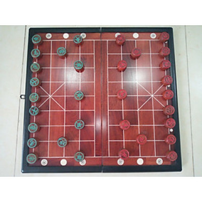 Bộ Quân Cờ Tướng Gỗ Nhãn 3,5cm, Kèm Bàn Cờ Tướng Gỗ Hương 50 x 50 cm