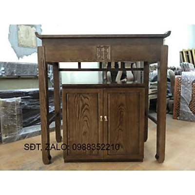 Án gian thờ và cúng cơm gỗ sồi xám