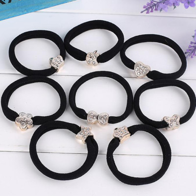 Sét 10 dây buộc tóc hoạ tiết đính đá TD22