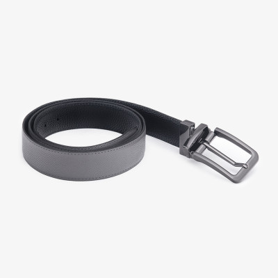 Thắt Lưng Nam Khóa Cài Xoay Hai Mặt GENCE LG41 Da Bò Cao Cấp Phối Phụ Kiện Đen