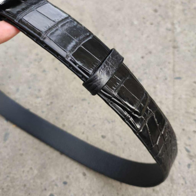 Dây lưng da cá sấu BẢN LỚN phù hợp bụng bia. Da bụng có vân đẹp linh hoạt! (mặt bạc)