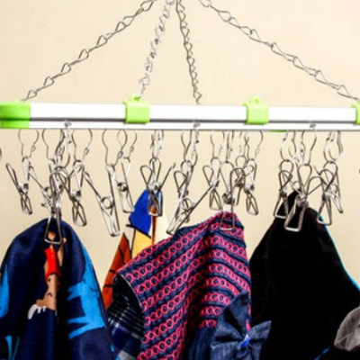 Móc chùm treo đồ inox (28 kẹp/móc)