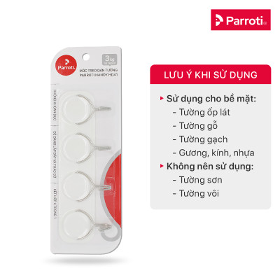 Thanh 4 Móc Treo Dán Tường, Móc Treo Đồ Đa Năng Parroti Handy HD41