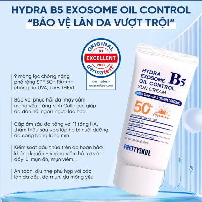 Kem chống nắng nâng tông, kiểm soát dầu nhờn Pretty Skin Multi Hydra B5 Exosome Oil Control Sun Cream Hàn Quốc 50ml