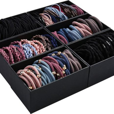 Sét 40 dây buộc tóc xuất Hàn 1 hạt HD08 hộp giấy đen