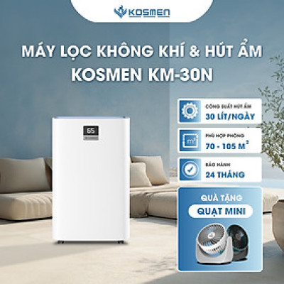Máy Lọc Không Khí Và Hút Ẩm Kosmen KM-30N, Lọc Chuyên Sâu, Kết Nối Wifi Bằng App - Hàng Chính Hãng