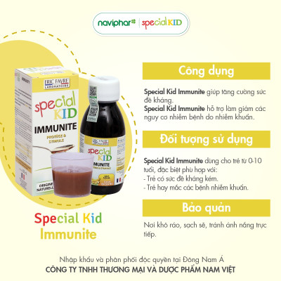 TPBVSK Special Kid Immunité - Hỗ trợ tăng cường sức đề kháng, hỗ trợ giảm nguy cơ mắc các bệnh do nhiễm khuẩn (125ml)[Siro - Nhập khẩu Pháp]