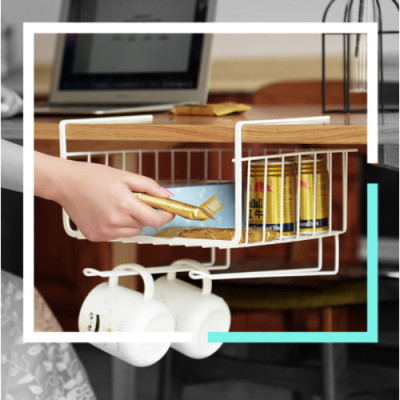 Bộ 2 Giá treo giấy lau, cốc, vật dụng nhà bếp- Kệ treo dưới tủ bếp tiết kiệm không gian