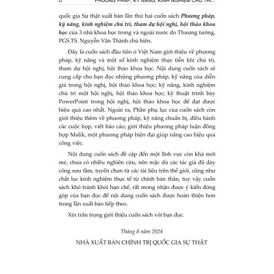 Phương pháp, kỹ năng, kinh nghiệm chủ trì, tham dự hội nghị, hội thảo khoa học (Xuất bản lần thứ hai) - bản in 2024
