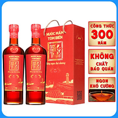 Cặp 2 Chai Nước Mắm Tôm Biển độ đạm 45N tự nhiên - Nước Mắm Tĩn 500ml/chai Hồng Ngọc Đại Dương nguyên chất truyền thống sạch