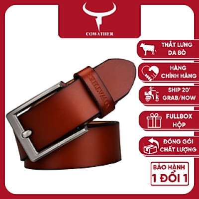 Thắt Lưng Da Bò Chính hãng COWATHER CF001 Nâu Vàng