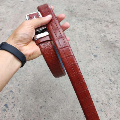 Thắt Lưng Da Bụng Cá Sấu N22ND_B (mặt bạc)