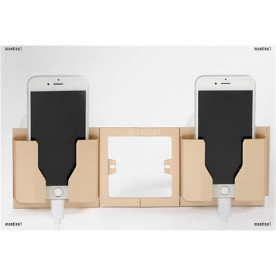 Kệ Dán Tường Để Remote, Đồ Dùng/ Giá Đỡ Sạc Điện Thoại - Có Móc Treo Giữ Dây Điện 