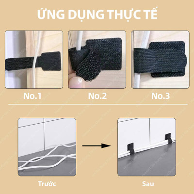 Dây Đai Velcro Keo 3M Dán Tường Đa Năng Cuốn Dây Cáp Sạc Tai Nghe Treo Dây Điện Chống Rối