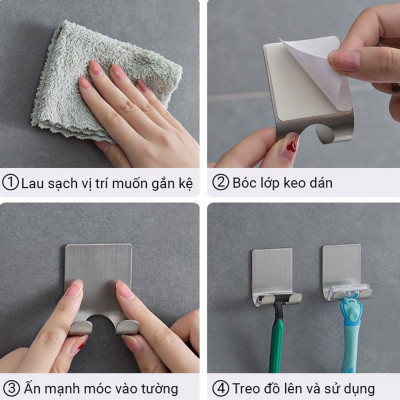 Giá Móc Inox Dán Tường Treo Cây Cạo Râu Phòng Vệ Sinh, Móc Treo Tường  Đa Năng, Sạch Sẽ, Khô Ráo, Tiện Dụng Trong Gia Đình. TakyHome 2012