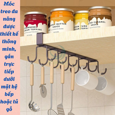 Móc Treo Dưới Gầm Tủ – Tiết Kiệm Không Gian Kệ Treo Dụng Cụ Nhà Bếp Gắn Tủ Móc Treo Ly Tách và Đồ Nhà Bếp Dưới Kệ 10 Móc