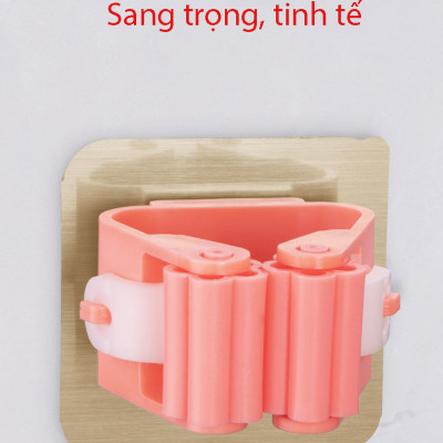 Bộ 2 móc treo chổi, cây lau nhà dụng cụ tẩy rửa nhà tắm dán tường chống khuẩn tiết kiệm không gian chịu lực tối đa 5Kg