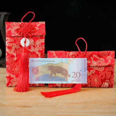 Túi gấm con báo loại 20 Venezuela sưu tầm, làm quà tặng