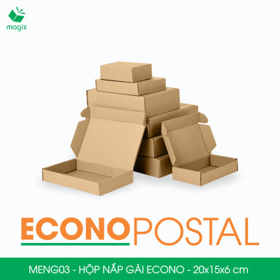 MENG03 - 20x15x6 cm - 20 Hộp carton nắp gài đóng hàng giá rẻ, hộp gói hàng, hộp quà thời trang