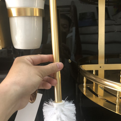 Phụ kiện phòng tắm 5  món nhôm VÀNG NHẠT đẹp sang trọng nhẹ nhàng tinh tế (mẫu thực tế có thể sai khác chút)