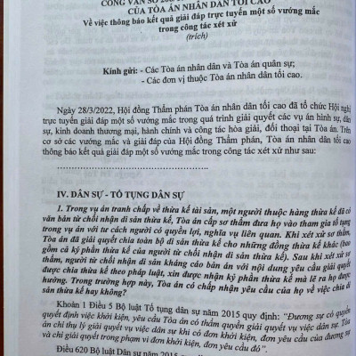 217 Câu Giải Đáp Nghiệp Vụ Xét Xử Vụ Án Dân Sự, Hành Chính Và Các Nghị Quyết Của Hội Đồng Thẩm Phán Tòa Án Nhân Dân Tối Cao Về Hình Sự, Dân Sự Và Hành Chính