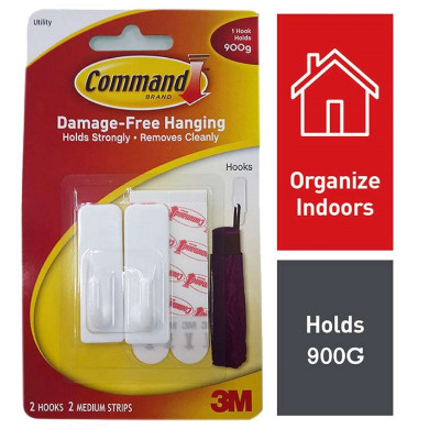 Vỉ 2 móc treo tường cường lực 900g 3M 3M-17501