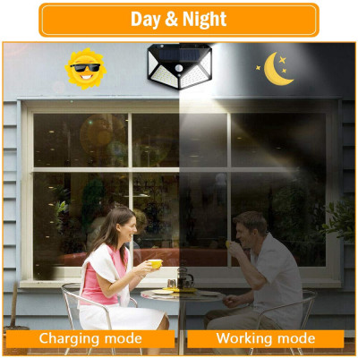 Đèn Năng Lượng Mặt Trời, Đèn Cảm Biến Tự Động Bật Tắt, Đèn Loại 100Led