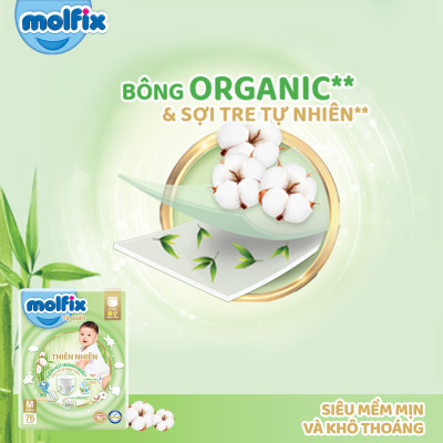 Tã/bỉm dán Molfix Thiên nhiên Jumbo L (9kg - 13kg) - Gói 40+6 miếng