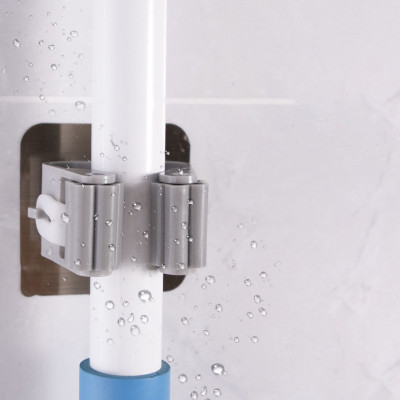 Bộ 2 móc treo chổi, cây lau nhà dụng cụ tẩy rửa nhà tắm dán tường chống khuẩn tiết kiệm không gian chịu lực tối đa 5Kg