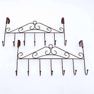 Bộ 2 Móc Treo Quần Áo Sau Cửa 24cm*40cm - Mỗi Móc Gồm 7 Móc Con, Giao Màu Ngẫu Nhiên+ Tặng hình dán ngẫu nhiên