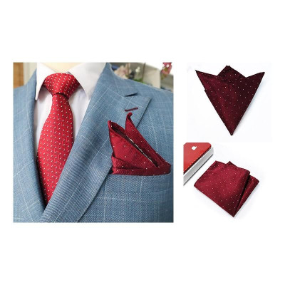 Cavat nam Hàn Quốc cao cấp bản trung (7cm) - Tặng kèm hộp, Màu Xanh chấm đỏ