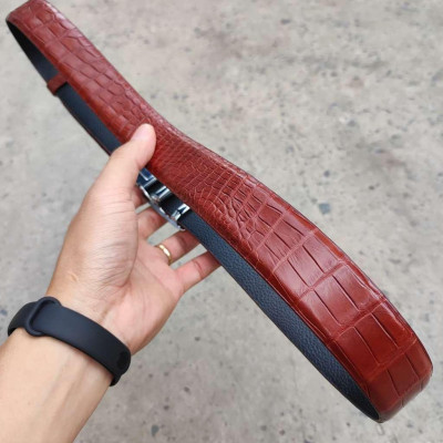 Thắt Lưng Da Bụng Cá Sấu N22ND_B (mặt bạc)